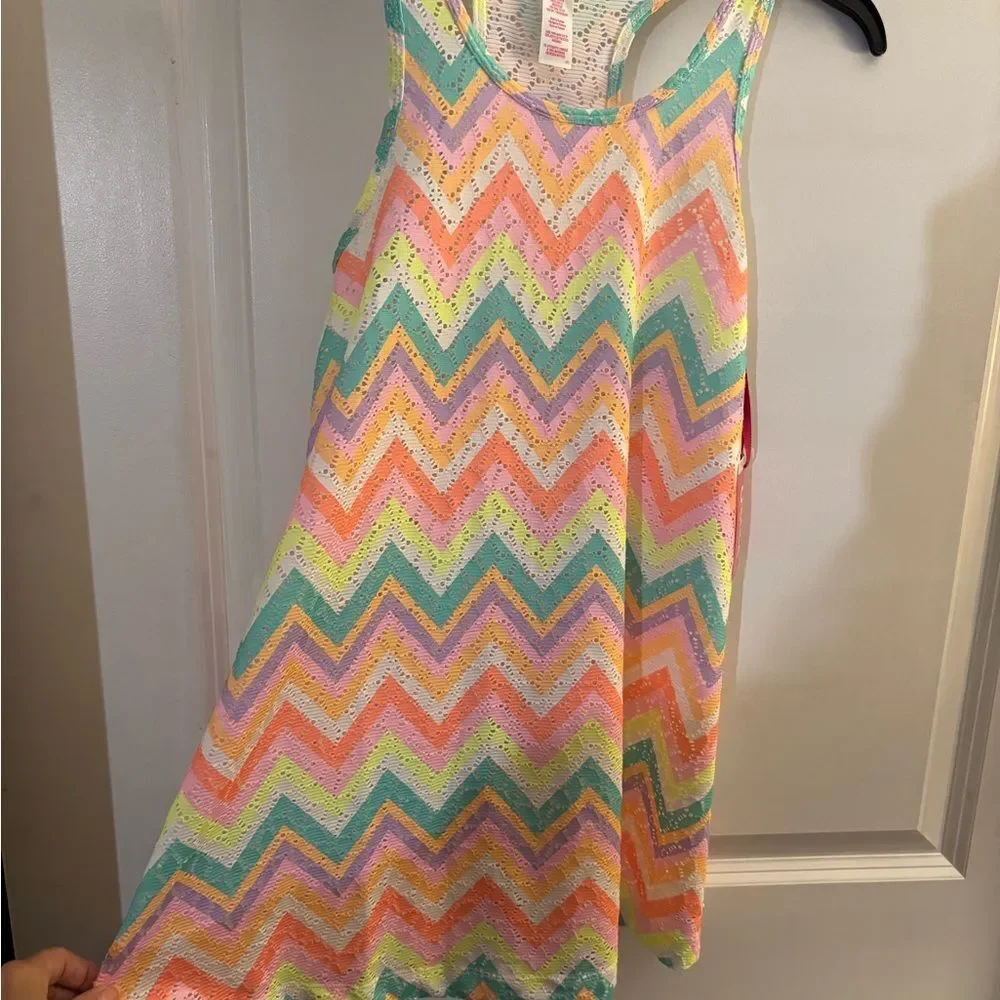 Colorful Justice Chevron Tank Style Coverup Girls Sz M /10